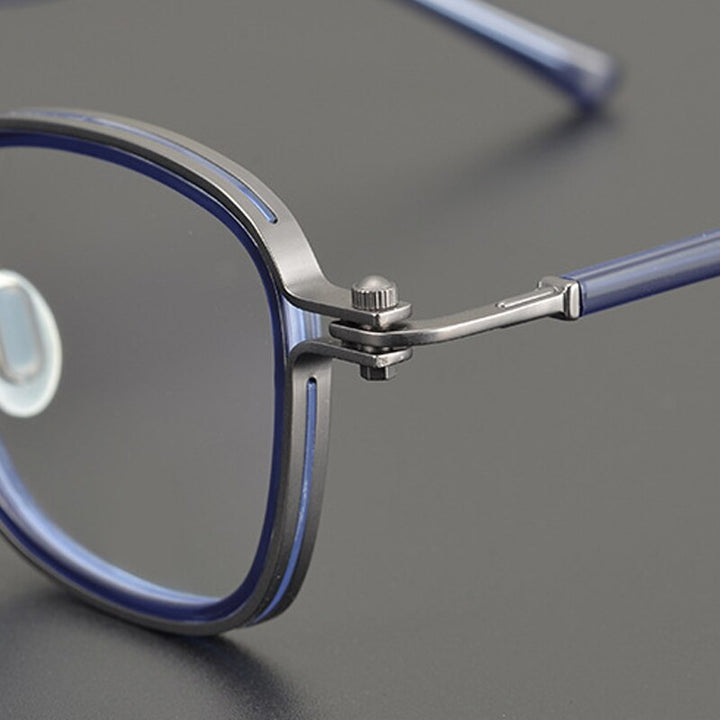 Gatenac Unisex Full Rim Square Acetate Alloy Frame Eyeglasses Gxyj698 Full Rim Gatenac