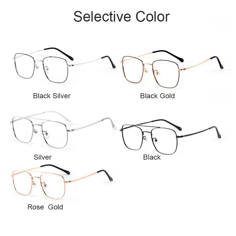 Handoer Unisex Full Rim Irregular Square Titanium Double Bridge Eyeglasses 86067 Full Rim Handoer