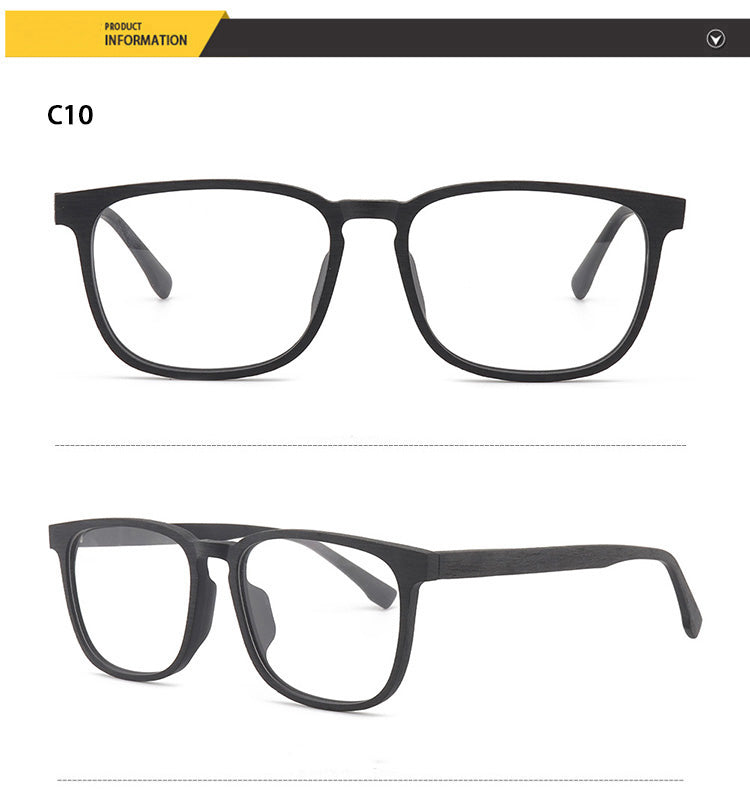 Hdcrafter Men's Full Rim Square Metal Wood Frame Eyeglasses P1688 Full Rim Hdcrafter Eyeglasses