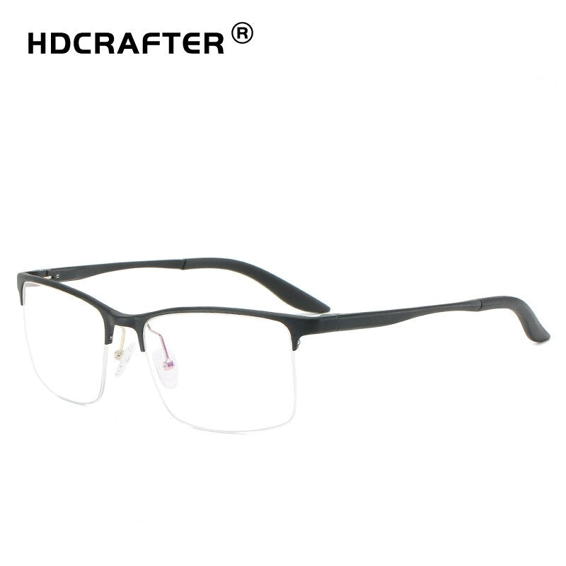 Hdcrafter Men's Semi Rim Square TR 90 Titanium Frame Eyeglasses P6325 Semi Rim Hdcrafter Eyeglasses