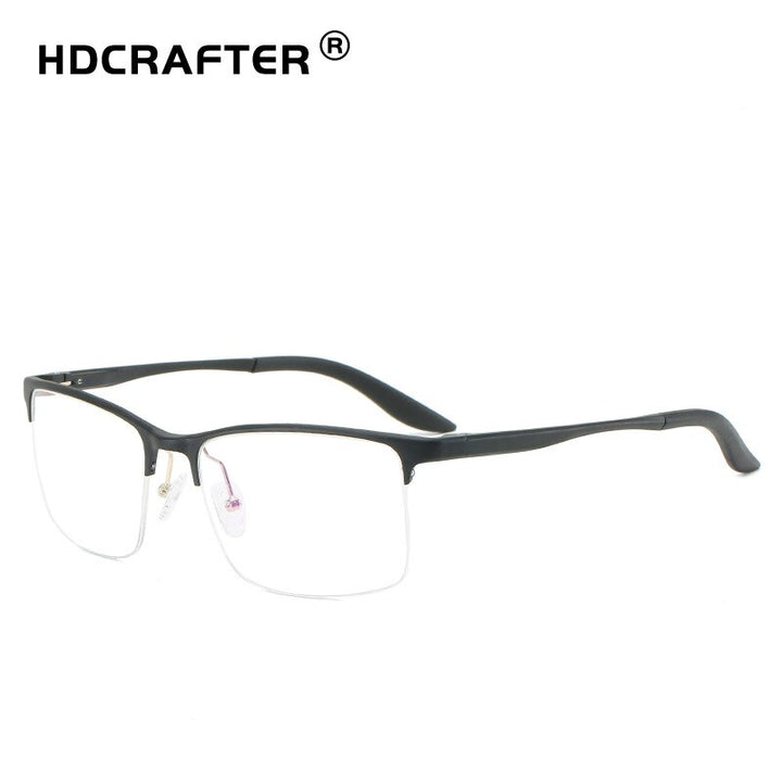 Hdcrafter Men's Semi Rim Square TR 90 Titanium Frame Eyeglasses P6325 Semi Rim Hdcrafter Eyeglasses