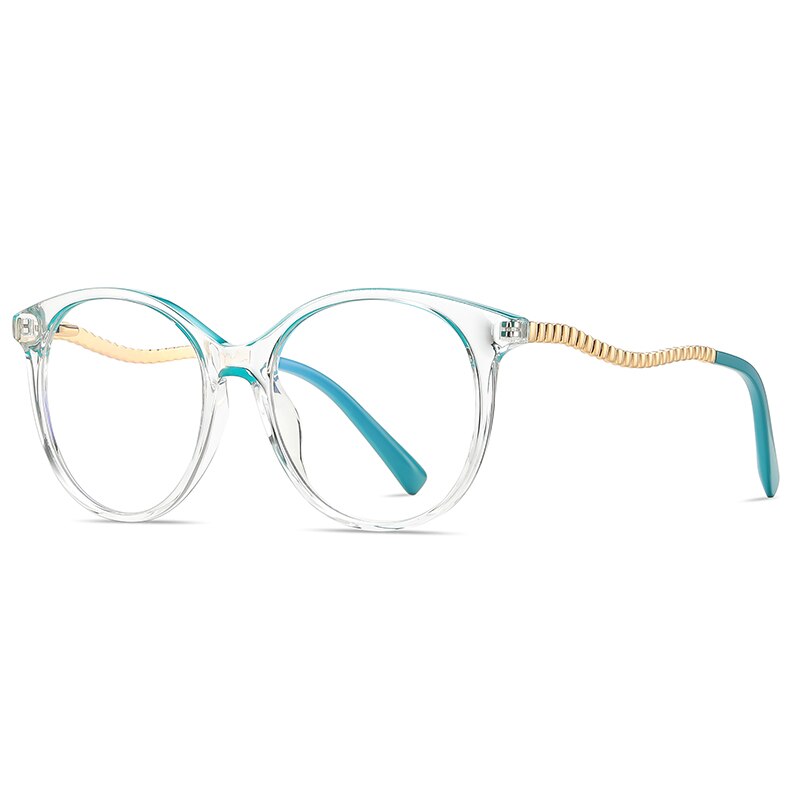 Gmei Women's Full Rim TR 90 Metal Round Frame Eyeglasses 2067 Full Rim Gmei Optical C2 Transparent