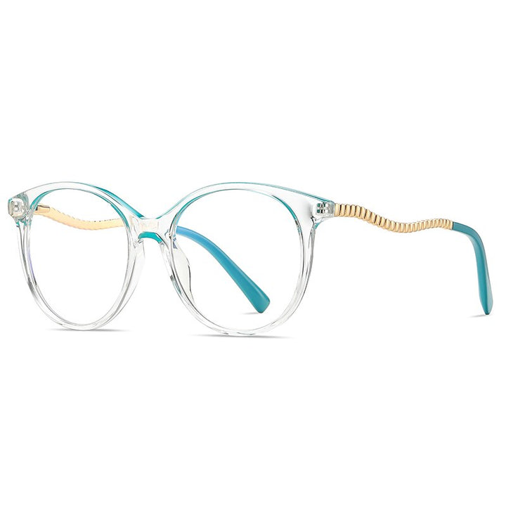 Gmei Women's Full Rim TR 90 Metal Round Frame Eyeglasses 2067 Full Rim Gmei Optical C2 Transparent