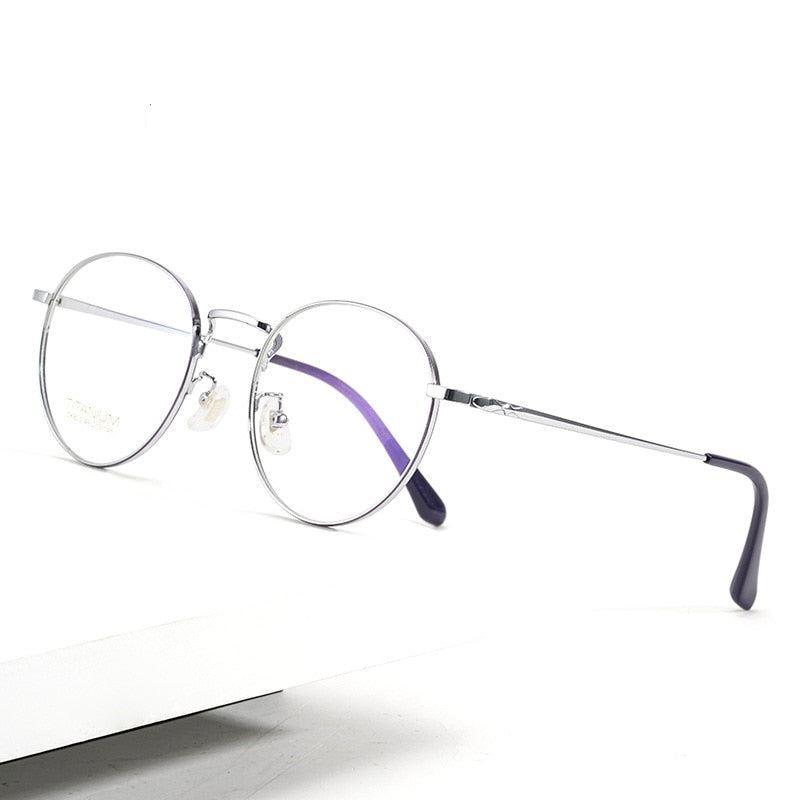Yimaruili Unisex Full Rim Round Titanium Frame Eyeglasses CK803 Full Rim Yimaruili Eyeglasses