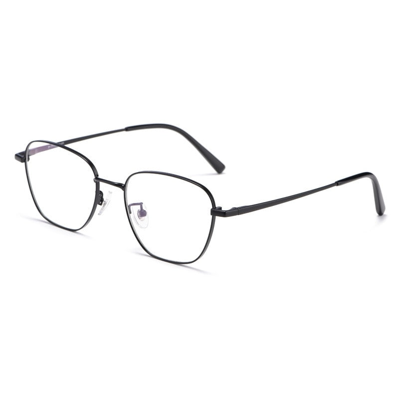 Yimaruili Unisex Full Rim Polygonal Titanium Frame Eyeglasses 9026JY Full Rim Yimaruili Eyeglasses Black  