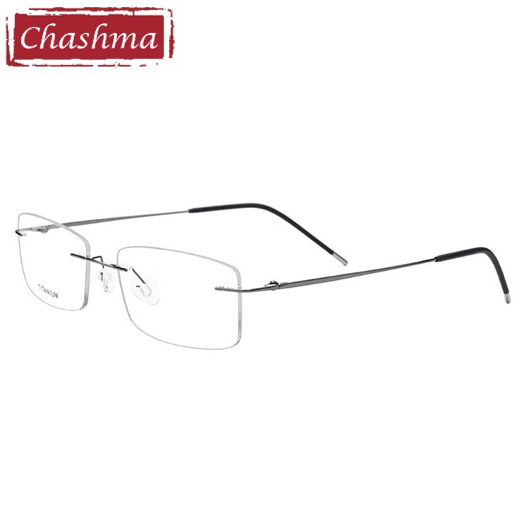 Chashma Men's RImless Rectangle Titanium Eyeglasses 3127 Rimless Chashma Gray