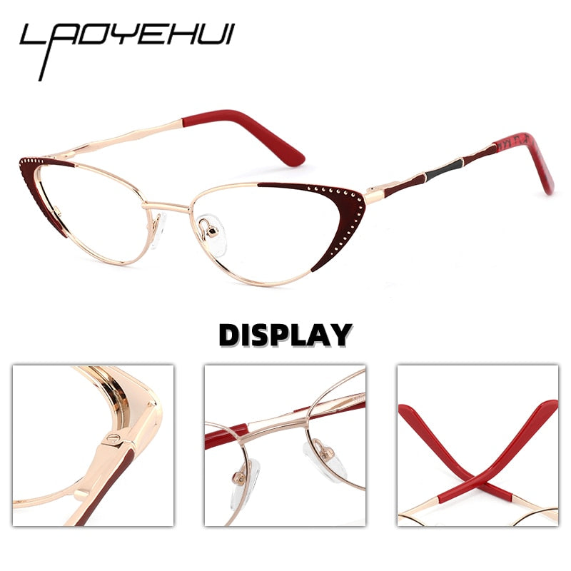 Laoyehui Women's Eyeglasses Cat Eye Alloy Frame 18036 Full Rim Laoyehui