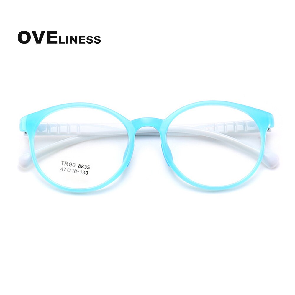 Oveliness Children's Unisex Full Rim Round Tr90 Titanium Eyeglasses 8835 Full Rim Oveliness blue