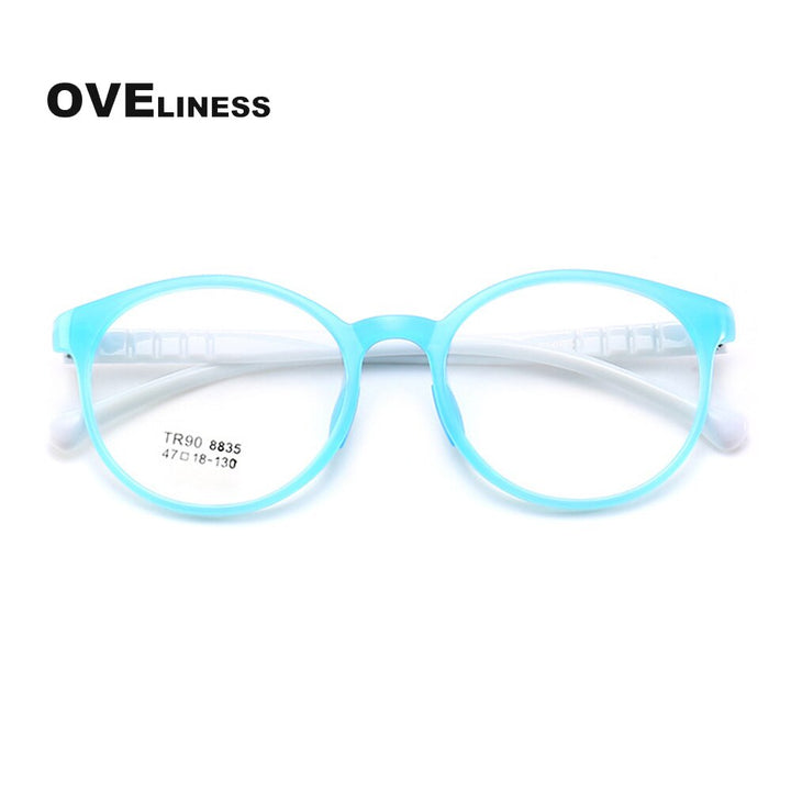 Oveliness Children's Unisex Full Rim Round Tr90 Titanium Eyeglasses 8835 Full Rim Oveliness blue