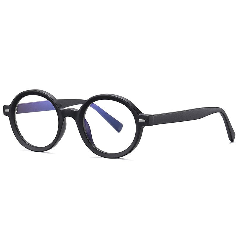 Gmei Unisex Full Rim TR 90 Titanium Round Frame Eyeglasses 2092 Full Rim Gmei Optical C4 Matte Black