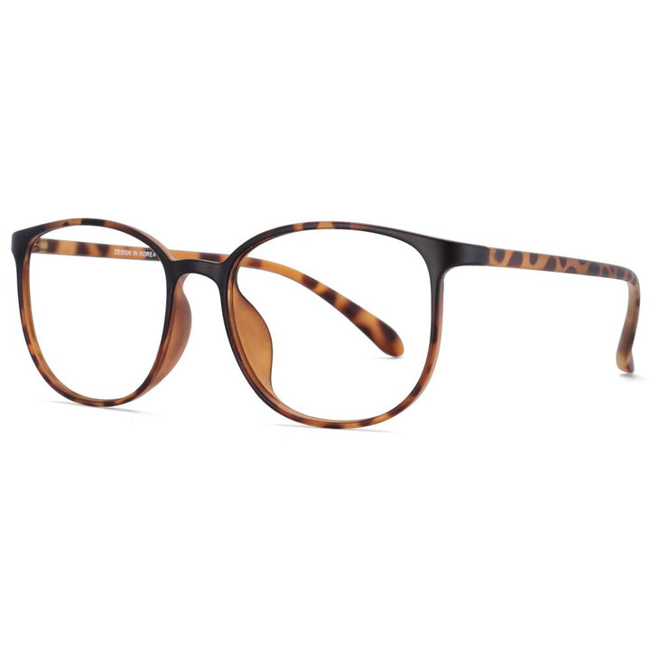 CCspace Unisex Full Rim Round Square Tr 90 Titanium Frame Eyeglasses 53870 Full Rim CCspace Leopard