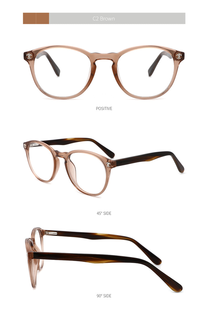 Kansept Women's Full Rim Round Injection Acetate Frame Eyeglasses Fg6003 Full Rim Kansept