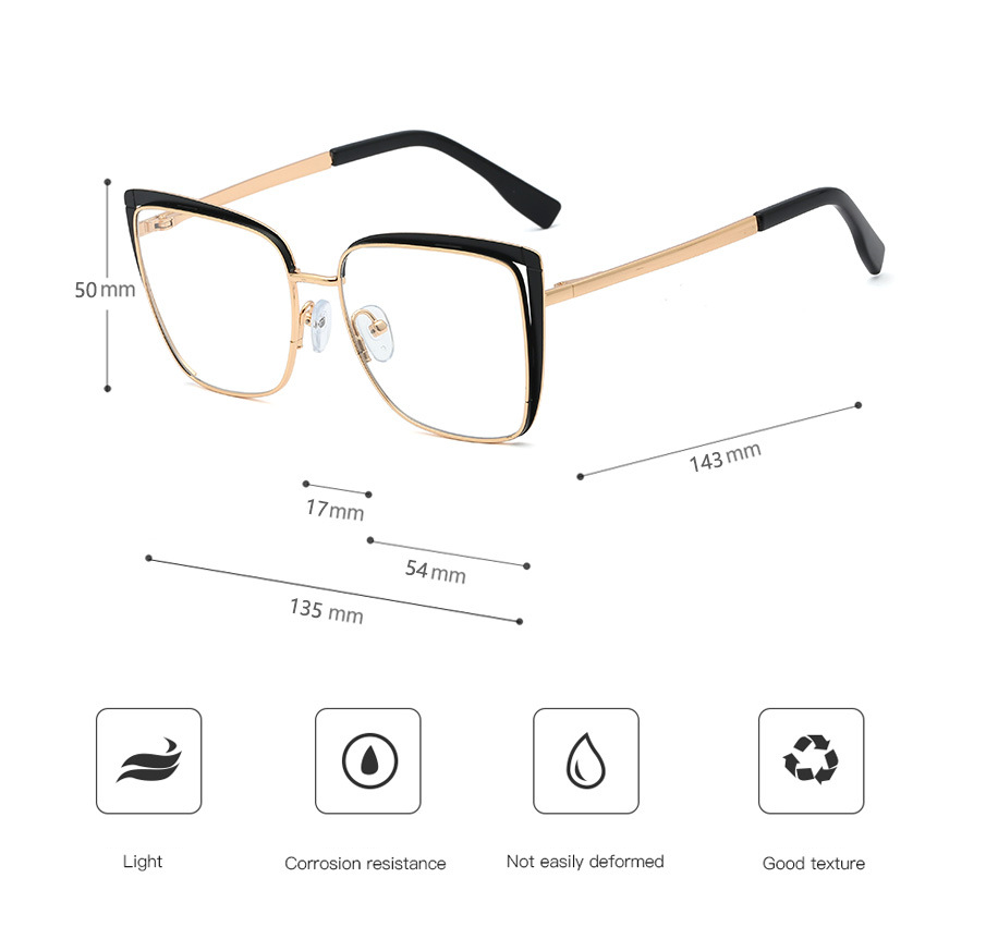 CCspace Unisex Full Rim Square Cat Eye Alloy Frame Eyeglasses 48324 Full Rim CCspace