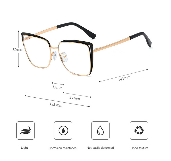 CCspace Unisex Full Rim Square Cat Eye Alloy Frame Eyeglasses 48324 Full Rim CCspace