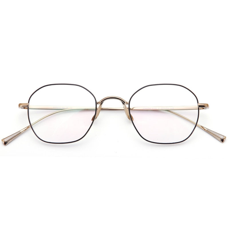 Muzz Unisex Full Rim Polygonal Square Titanium Frame Eyeglasses 8056 Full Rim Muzz Rose gold black