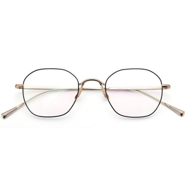 Muzz Unisex Full Rim Polygonal Square Titanium Frame Eyeglasses 8056 Full Rim Muzz Rose gold black