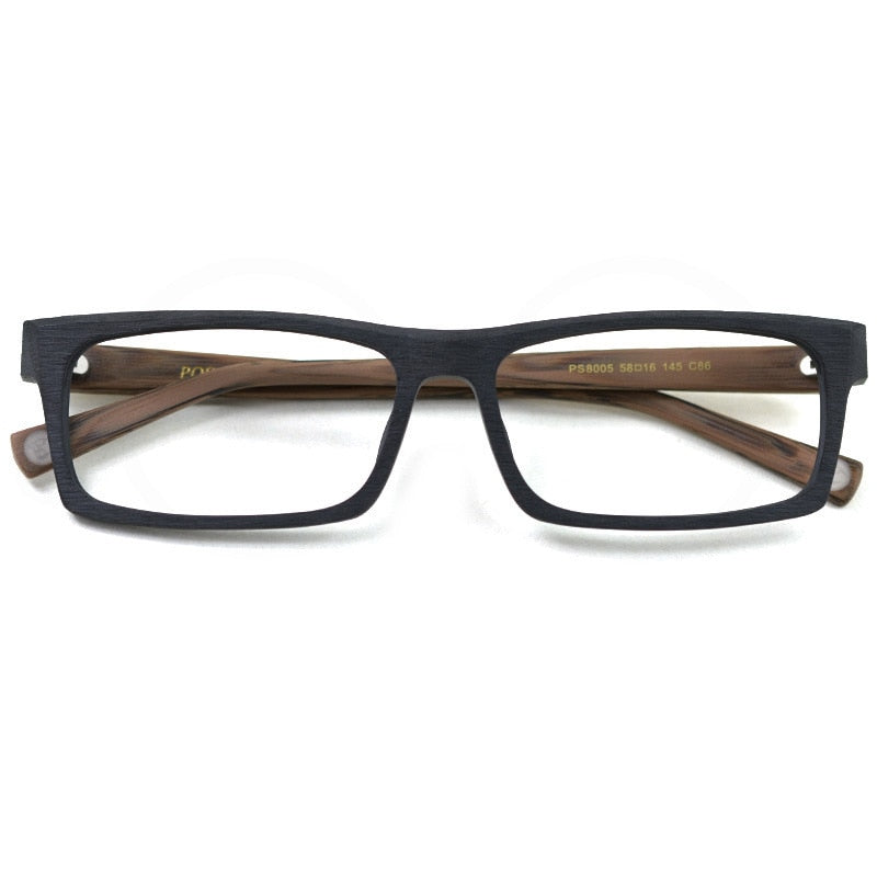 Hdcrafter Men's Full Rim Rectangle Wood Frame Eyeglasses Ps8005 Full Rim Hdcrafter Eyeglasses