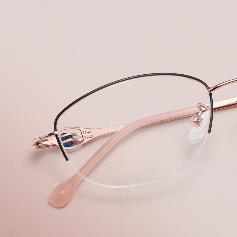 Yimaruili Women's Semi Rim Alloy Frame Eyeglasses 8020Z Semi Rim Yimaruili Eyeglasses