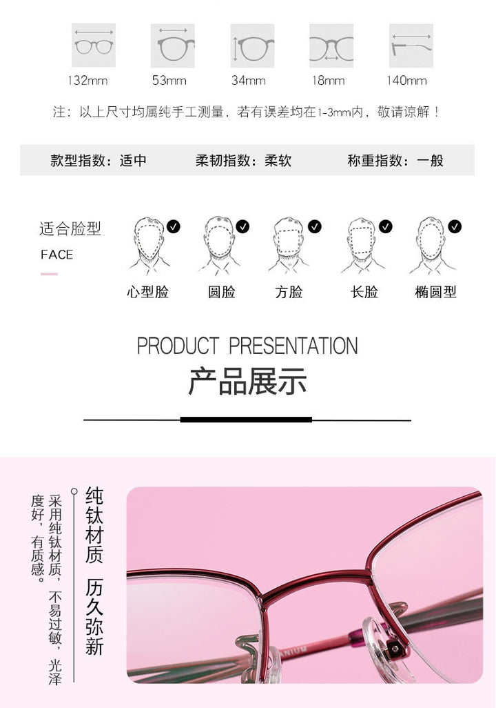 Women's Hollow Jeweled Temple Semi Rim Frame Eyeglasses Lr7812 Semi Rim Bclear