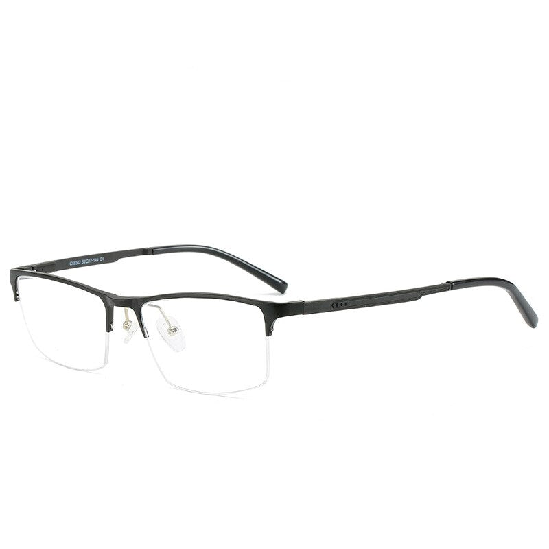 Hdcrafter Men's Semi Rim TR 90 Titanium Alloy Square Frame Eyeglasses P6342 Semi Rim Hdcrafter Eyeglasses