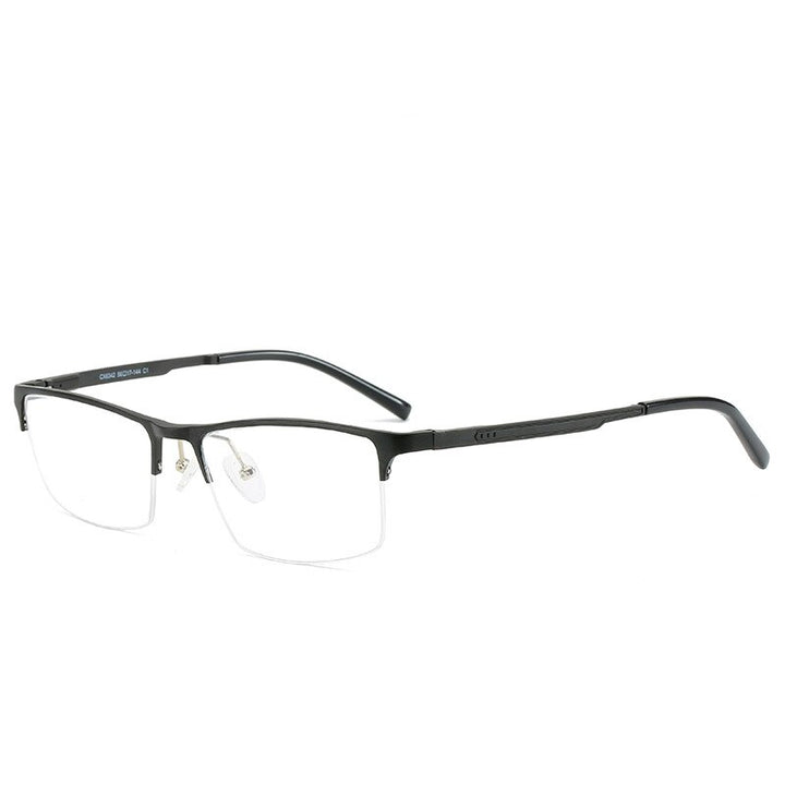 Hdcrafter Men's Semi Rim TR 90 Titanium Alloy Square Frame Eyeglasses P6342 Semi Rim Hdcrafter Eyeglasses