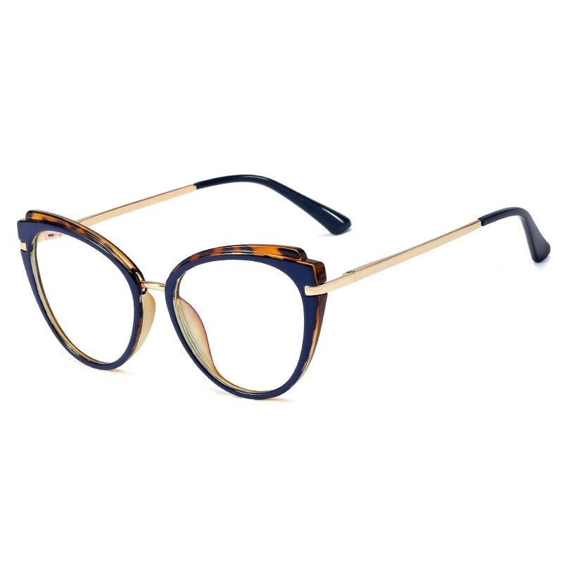 CCspace Women's Full Rim Cat Eye Tr 90 Titanium Frame Eyeglasses 48270 Full Rim CCspace C6Blue