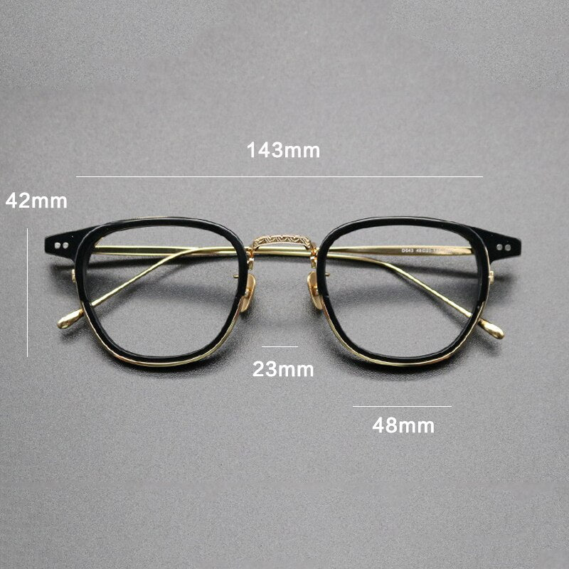 Gatenac Unisex Full Rim Square Titanium Acetate Frame Eyeglasses Gxyj473 Full Rim Gatenac