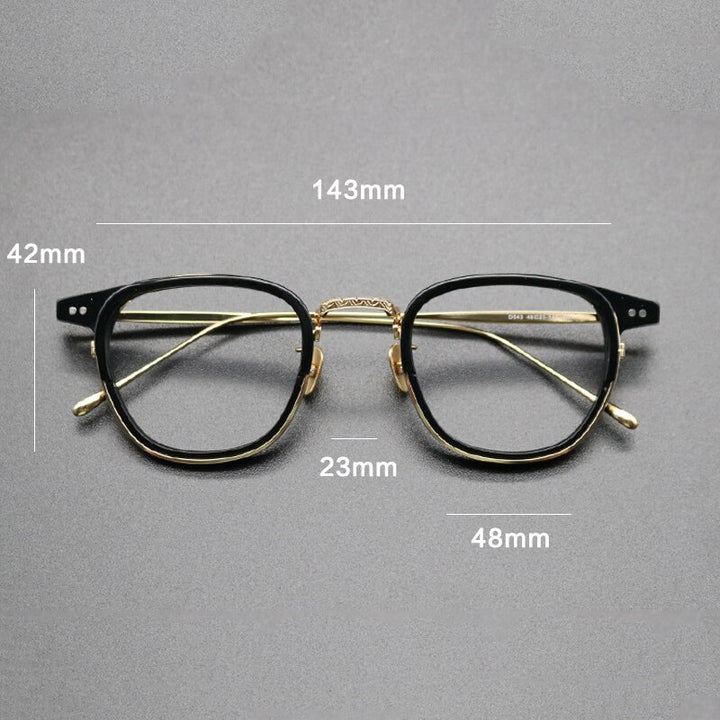 Gatenac Unisex Full Rim Square Titanium Acetate Frame Eyeglasses Gxyj473 Full Rim Gatenac