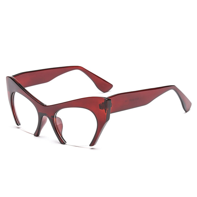 CCspace Unisex Semi Rim Cat Eye Resin Frame Eyeglasses 45292 Semi Rim CCspace C4Tea