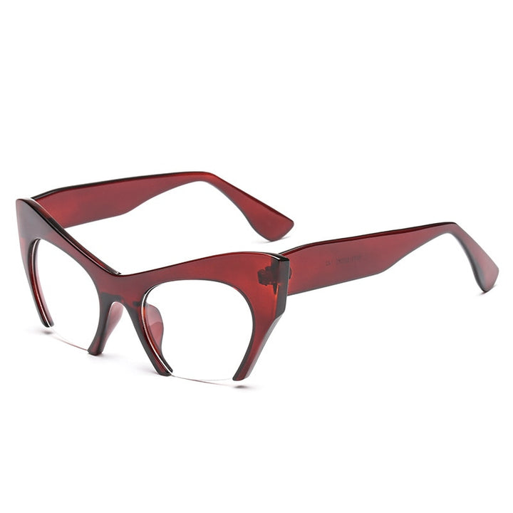 CCspace Unisex Semi Rim Cat Eye Resin Frame Eyeglasses 45292 Semi Rim CCspace C4Tea