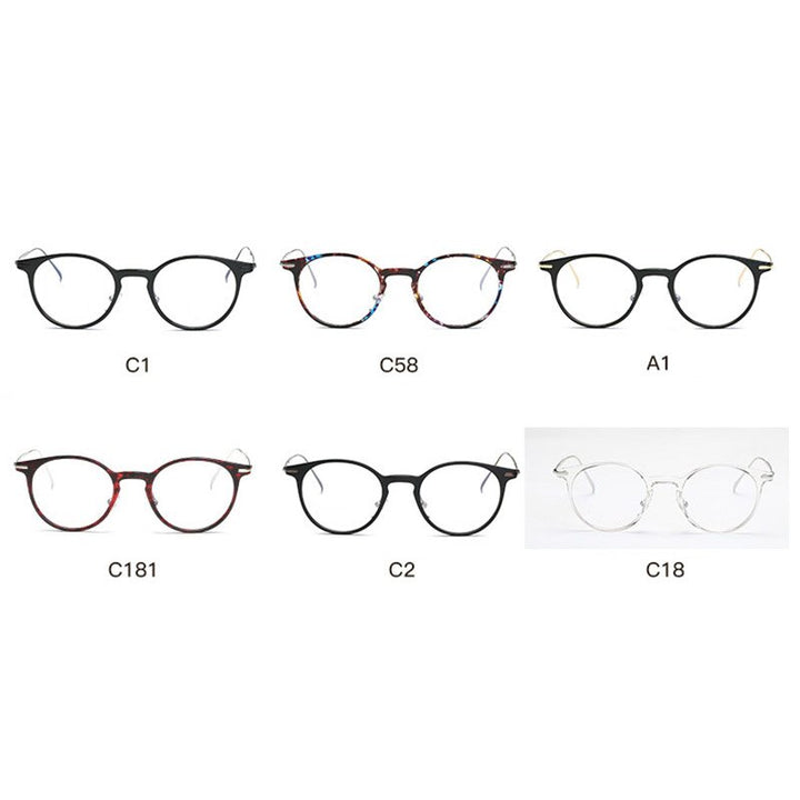 Handoer Unisex Full Rim Round Tr 90 Alloy Eyeglasses 6628 Full Rim Handoer