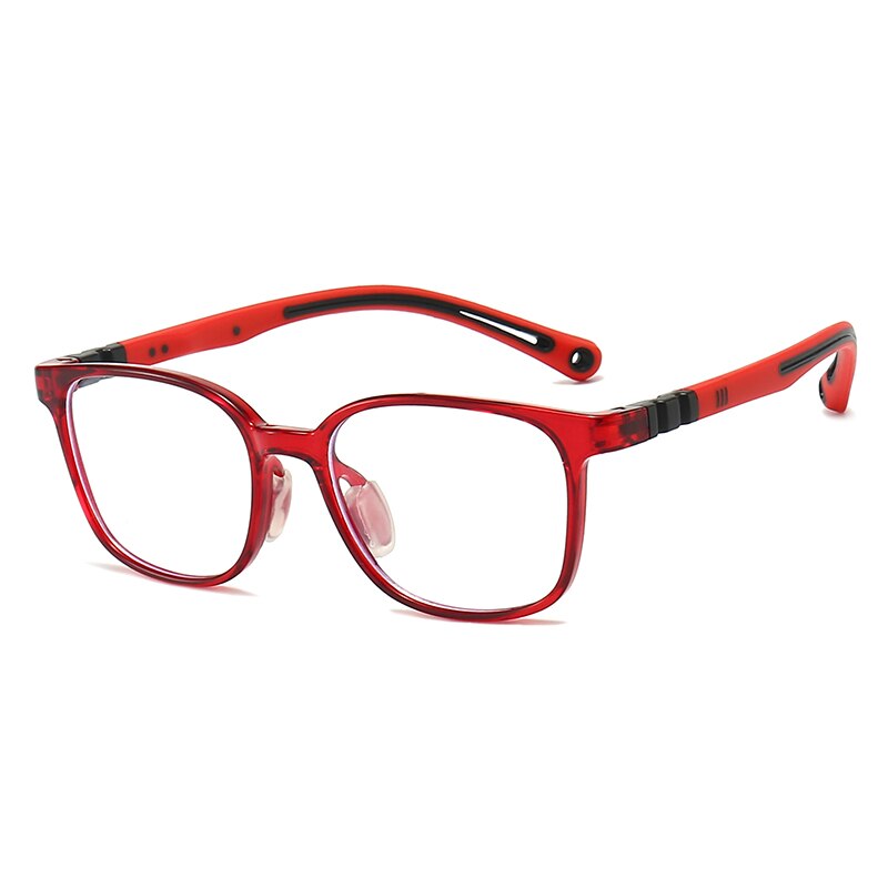 Oveliness Unisex Children's Full Rim Square Tr 90 Titanium Eyeglasses Trd101 Full Rim Oveliness c2 red  