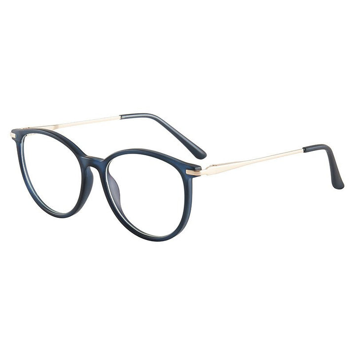 Hotony Women's Full Rim Roun Cat Eye Acetate Alloy Eyeglasses Tr87048 Full Rim Hotony Blue