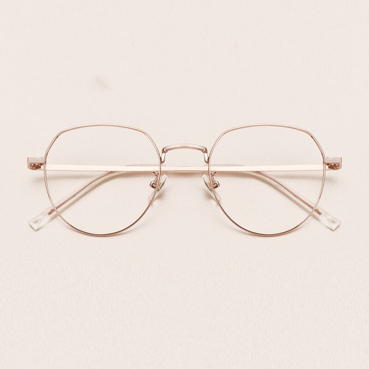 Yimaruili Unisex Full Rim Round Titanium Frame Eyeglasses 1901 Full Rim Yimaruili Eyeglasses Rose Gold