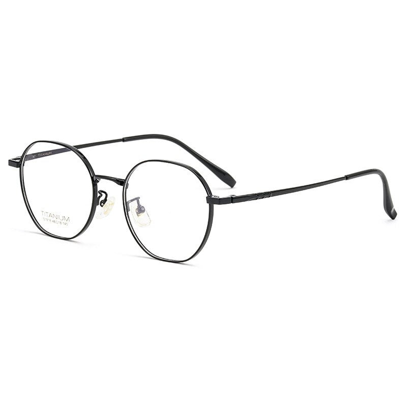 Hotony Women's Full Rim Round Titanium Frame Eyeglasses S1918 Full Rim Hotony black