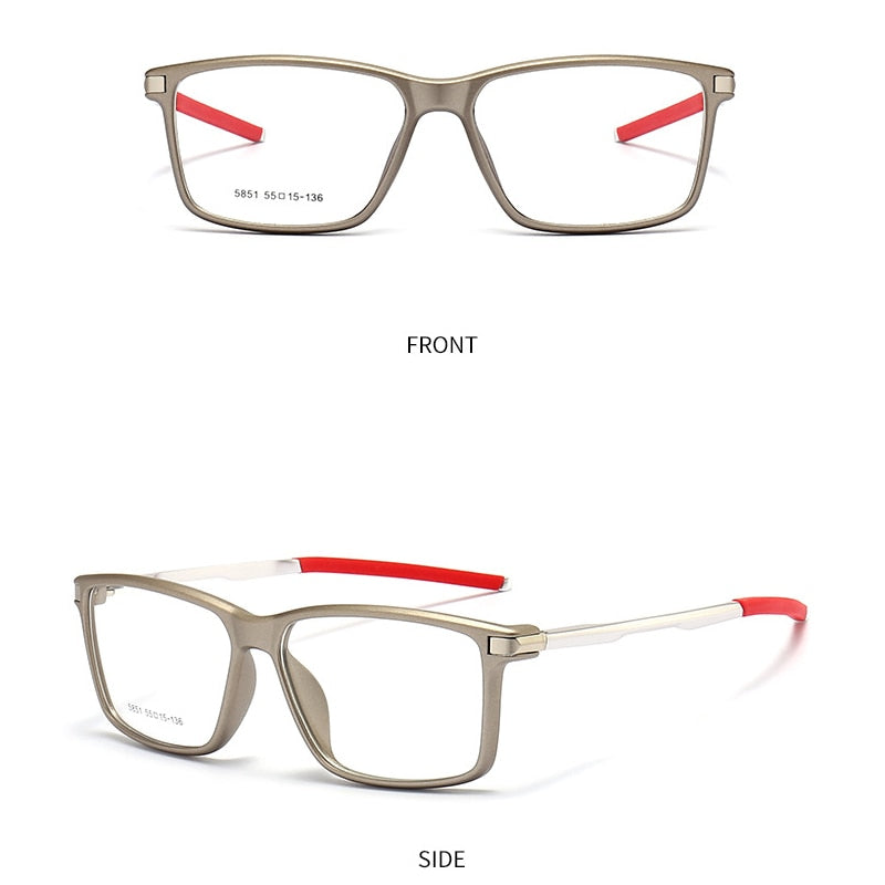 Gmei Men's TR 90 Square Aluminum Magnesium Sport Frame Eyeglasses 5851 Full Rim Gmei Optical C6