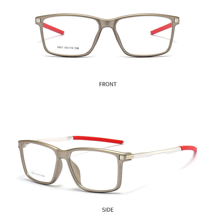 Gmei Men's TR 90 Square Aluminum Magnesium Sport Frame Eyeglasses 5851 Full Rim Gmei Optical C6