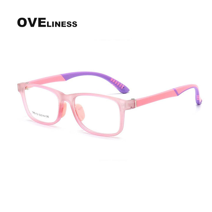 Oveliness Unisex Children's Full Rim Square Tr 90 Titanium Eyeglasses Oltrd12p Full Rim Oveliness Pink