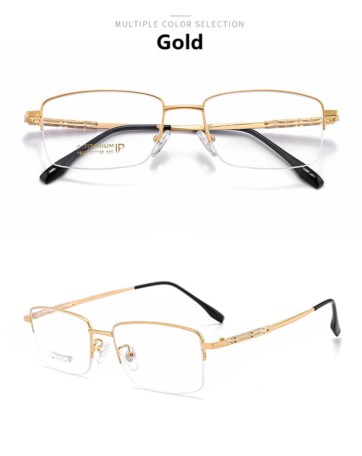 Yimaruili Men's Semi Rim β Titanium Frame Eyeglasses 1052 Semi Rim Yimaruili Eyeglasses