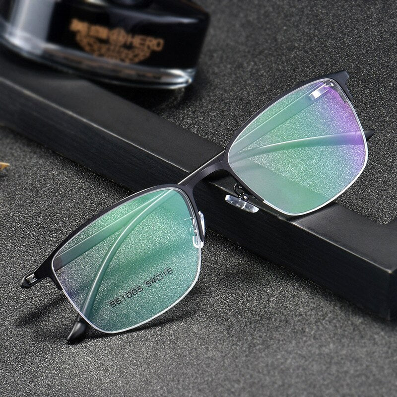Hotochki Men's Semi Rim Browline Alloy Frame Eyeglasses 61005 Semi Rim Hotochki