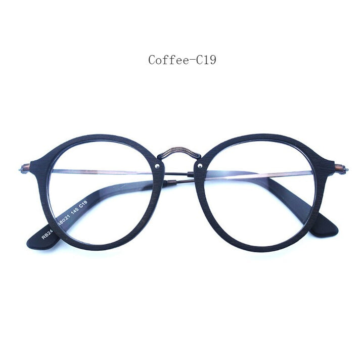 Hdcrafter Unisex Full Rim Round Wood Frame Eyeglasses Rb2447 Full Rim Hdcrafter Eyeglasses Coffee  