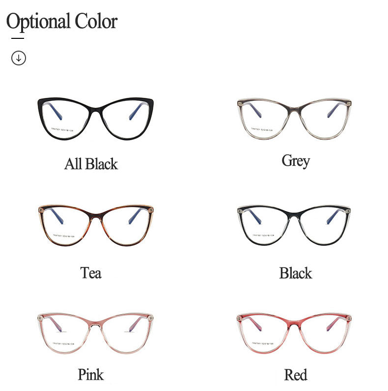 Hotony Woman's Full Rim Cat Eye TR 90 Resin Alloy Frame Eyeglasses 7001 Full Rim Hotony