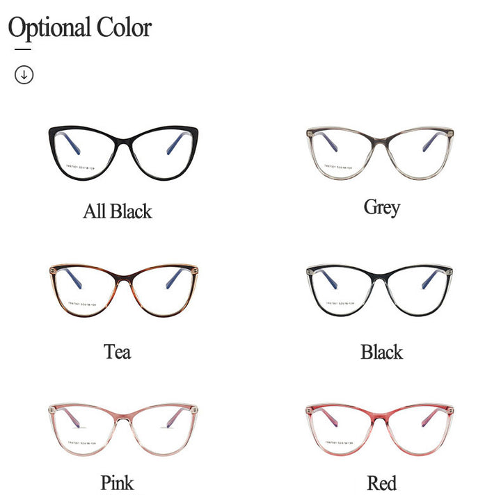 Hotony Woman's Full Rim Cat Eye TR 90 Resin Alloy Frame Eyeglasses 7001 Full Rim Hotony