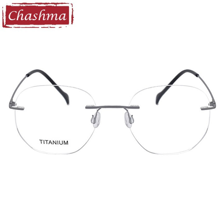 Chashma Unisex Rimless Round Titanium Eyeglasses 5010 Rimless Chashma Silver