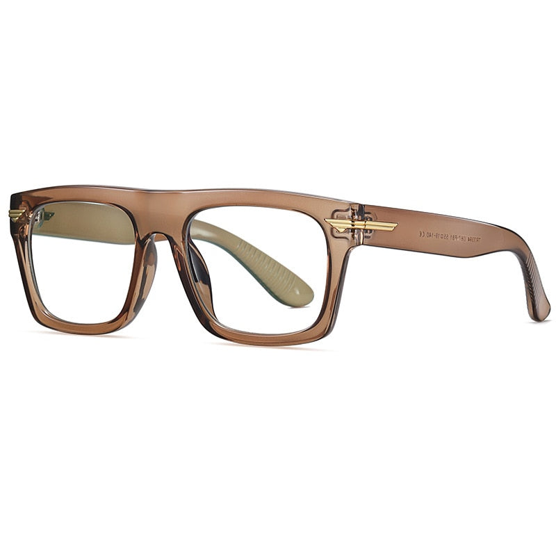 CCspace Unisex Full Rim Square Tr 90 Titanium Frame Eyeglasses 49362 Full Rim CCspace C67-P81Tea