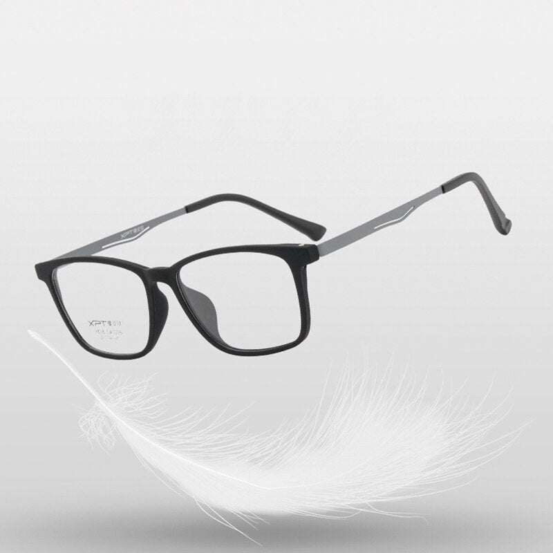 Hotony Unisex Full Rim Square TR 90 Resin B Titanium Frame Eyeglasses 9828 Full Rim Hotony