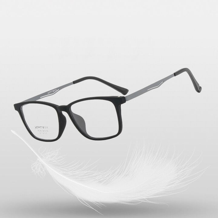 Hotony Unisex Full Rim Square TR 90 Resin B Titanium Frame Eyeglasses 9828 Full Rim Hotony