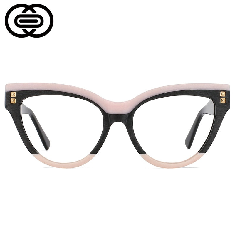 CCspace Unisex Full Rim Oversized Cat Eye Acetate Frame Eyeglasses 49795 Full Rim CCspace