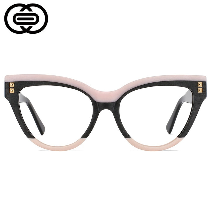 CCspace Unisex Full Rim Oversized Cat Eye Acetate Frame Eyeglasses 49795 Full Rim CCspace