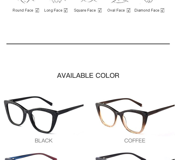 Hotochki Women's Full Rim Cat Eye TR-90 Resin Acetate Frame Eyeglasses Z508 Full Rim Hotochki
